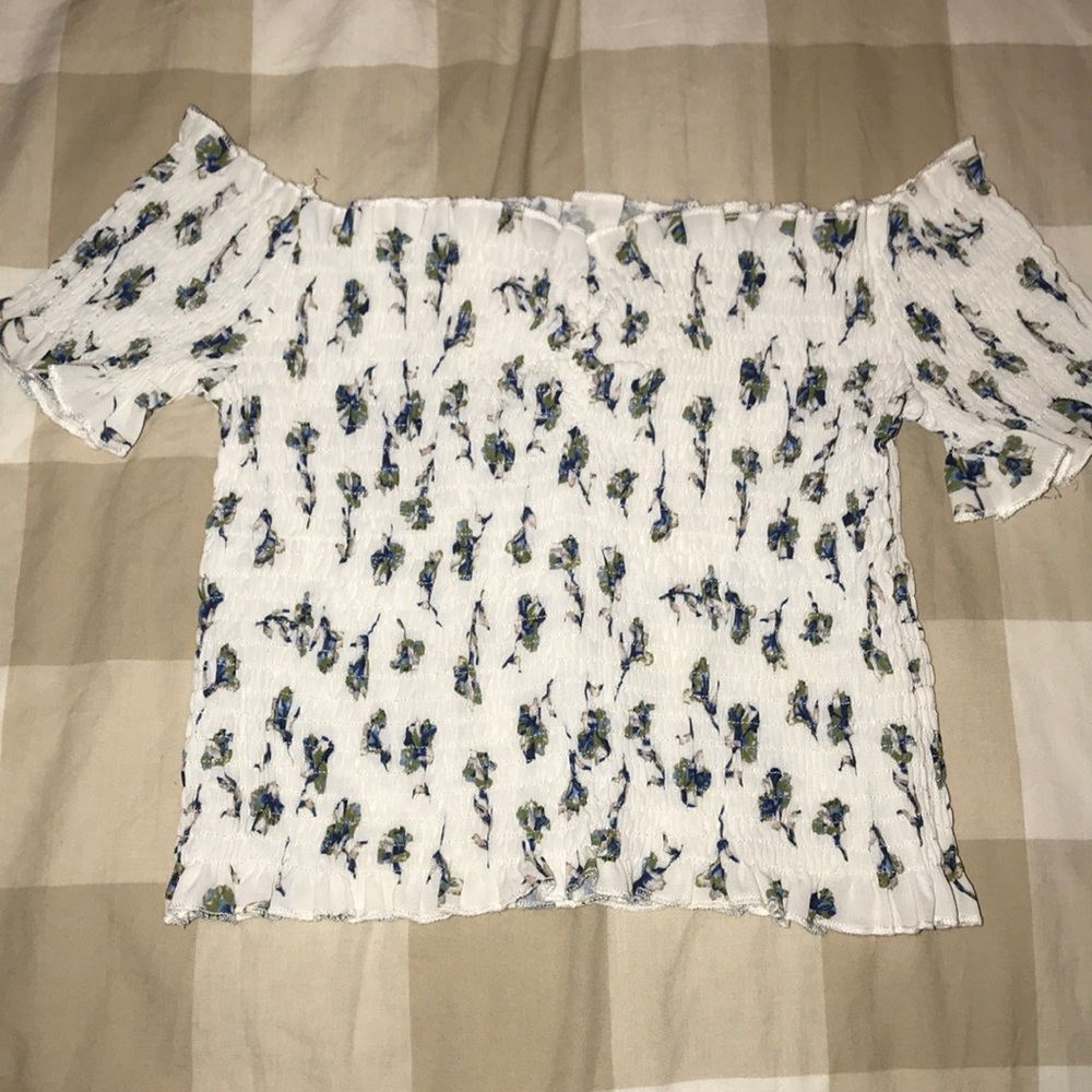 Floral cropped off the shoulder top